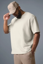 ALO YOGA DOUBLE TAKE SHORT SLEEVE - BONE