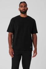 ALO YOGA DOUBLE TAKE SHORT SLEEVE - BLACK