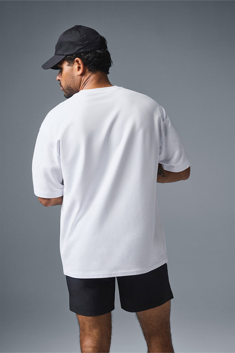 ALO YOGA DOUBLE TAKE SHORT SLEEVE - WHITE