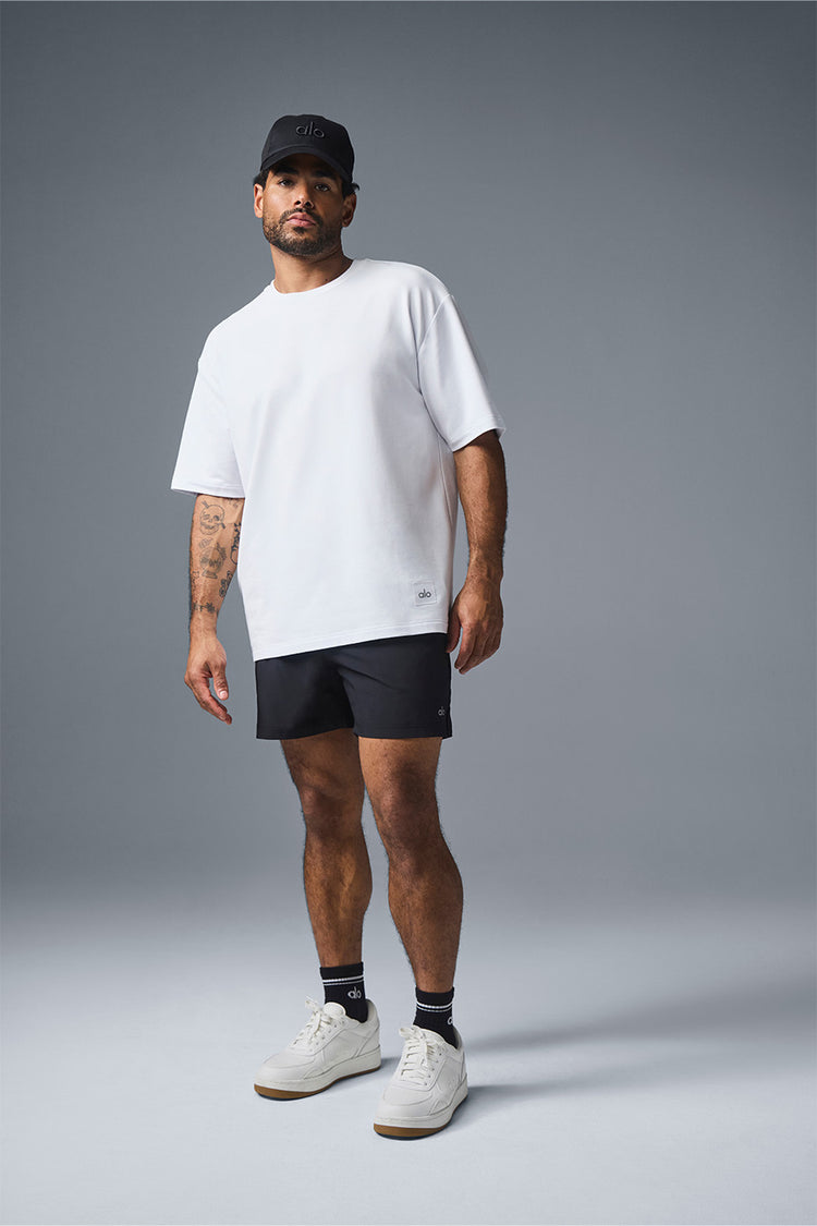 ALO YOGA DOUBLE TAKE SHORT SLEEVE - WHITE