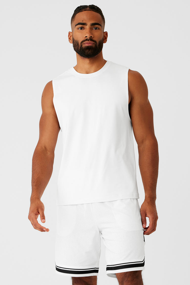 ALO YOGA CONQUER MUSCLE TANK - WHITE