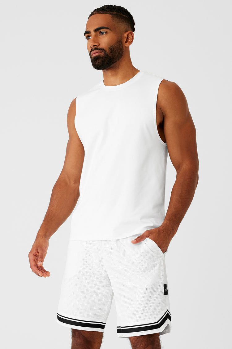 ALO YOGA CONQUER MUSCLE TANK - WHITE