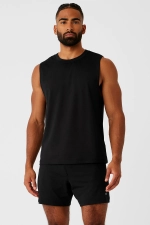 ALO YOGA CONQUER MUSCLE TANK - BLACK