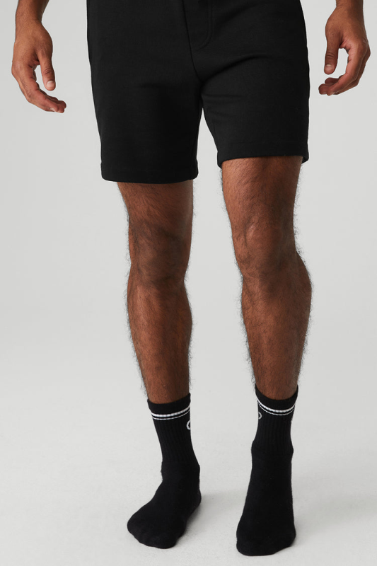 ALO YOGA UNISEX HALF-CREW THROWBACK SOCK - BLACK WHITE