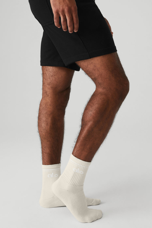 ALO YOGA UNISEX HALF-CREW THROWBACK SOCK - BONE WHITE