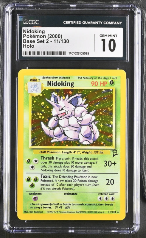 CASH CARDS UNLIMITED NIDOKING 11/130 BASE SET 2 - 2000 POKEMON - CGC 10
