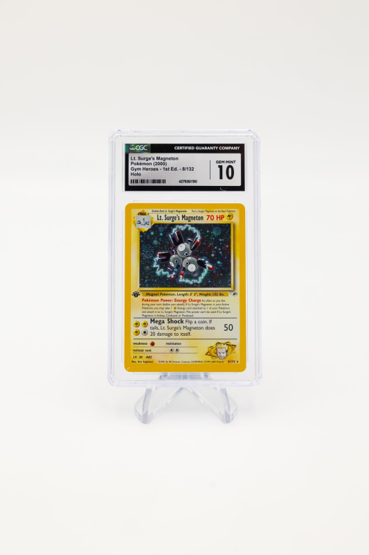 CASH CARDS UNLIMITED LT. SURGE'S MAGNETON 8/132 GYM HEROS 1ST EDITION - 2000 POKEMON - CGC 10