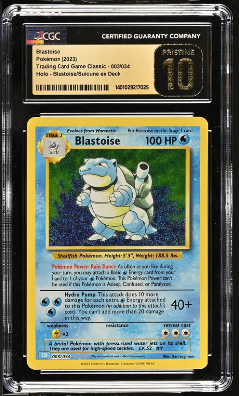 CASH CARDS UNLIMITED BLASTOISE 003/034 TRADING CARD GAME CLASSIC - CLV, CLC, CLB BLASTOISE & SUICUNE EX DECK CLB - 2023 POKEMON - CGC 10