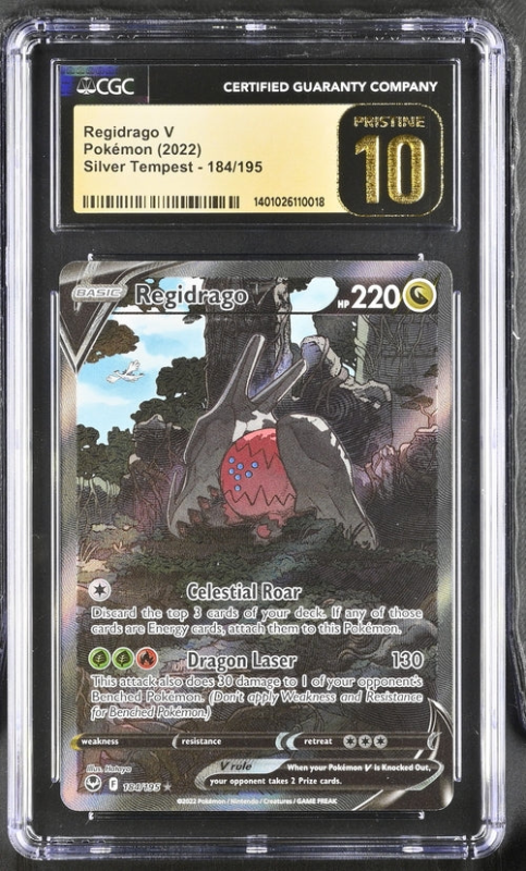 CASH CARDS UNLIMITED REGIDRAGO V 184/195 SILVER TEMPEST - 2022 POKEMON - CGC 10