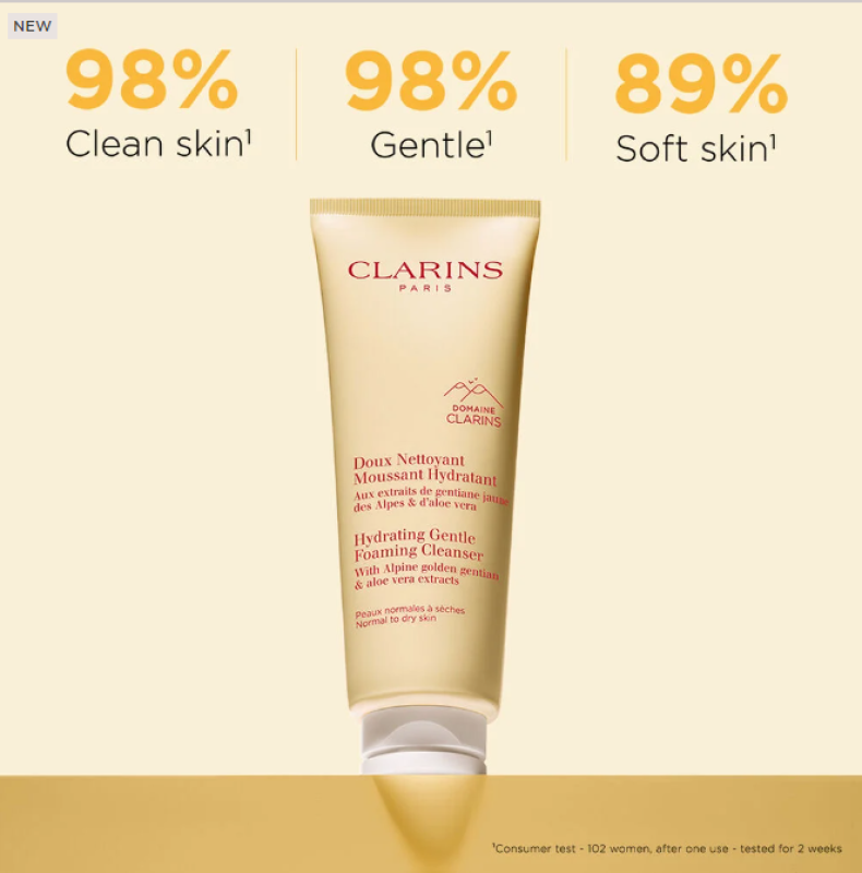 CLARINS HYDRATING GENTLE FOAMING FACE CLEANSER FOR NORMAL TO DRY SKIN - 4.2 OZ