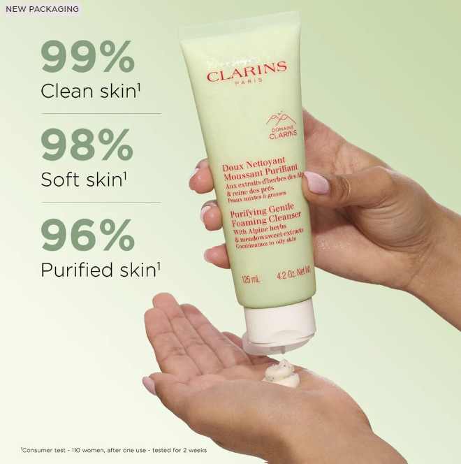 CLARINS PURIFYING GENTLE FOAMING FACE CLEANSER FOR COMBINATION TO OILY SKIN - 4.2 OZ