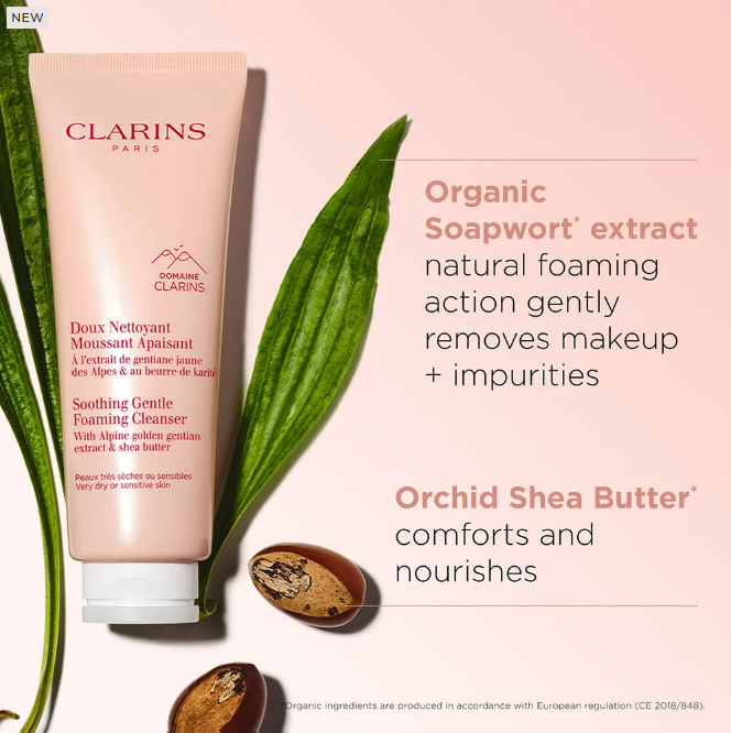 CLARINS SOOTHING GENTLE FOAMING FACE CLEANSER FOR DRY SKIN - 4.2 OZ