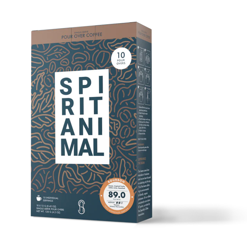 SPIRIT ANIMAL COFFEE SINGLE-USE POUR-OVER DRIP BAGS - BOURBON (BOX OF 10 BAGS) - 6 BOX