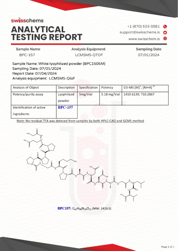 swisschem bpc 157 Swiss Chems BPC-157, 30mg (0.5mg/capsule) Pre-Filled
