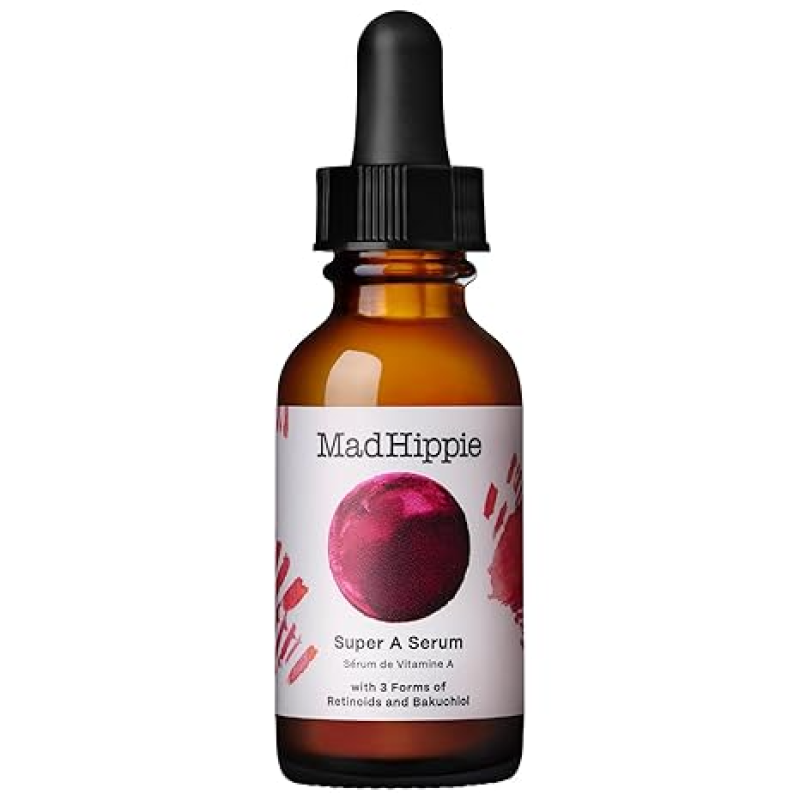 MAD HIPPIE SUPER A RETINOL SERUM FOR FACE – POTENT SKIN REPAIR & ANTI-AGING SERUM WITH 3 RETINOIDS, BAKUCHIOL + HYDRATING HYALURONIC ACID, 1.02 OZ + SKIN CARE PILLOW PACK