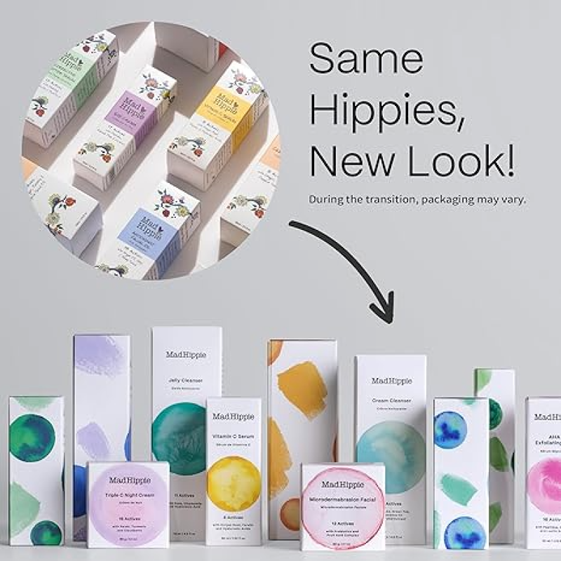 MAD HIPPIE FACE CREAM – AGE-DEFYING FACE MOISTURIZER & SKIN TIGHTENING CREAM WITH NIACINAMIDE, ADVANCED PEPTIDES & ARGAN OIL (1.02 OZ) + SKIN CARE PILLOW PACK