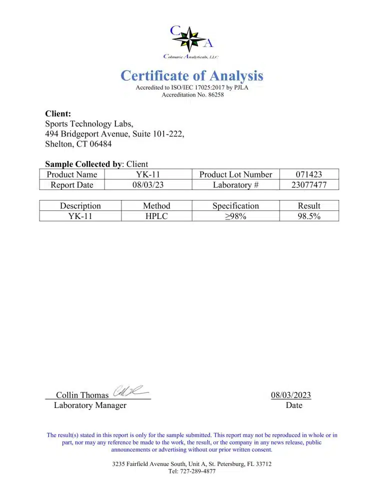 SPORTS TECHNOLOGY LAB.LIQUID YK-11 – 10MG/ML
