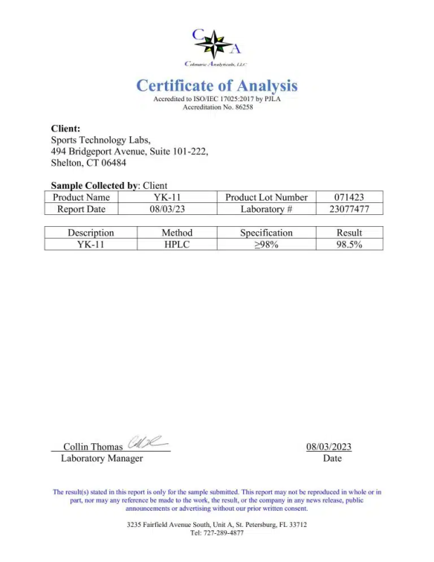 SPORTS TECHNOLOGY LAB.LIQUID YK-11 – 10MG/ML