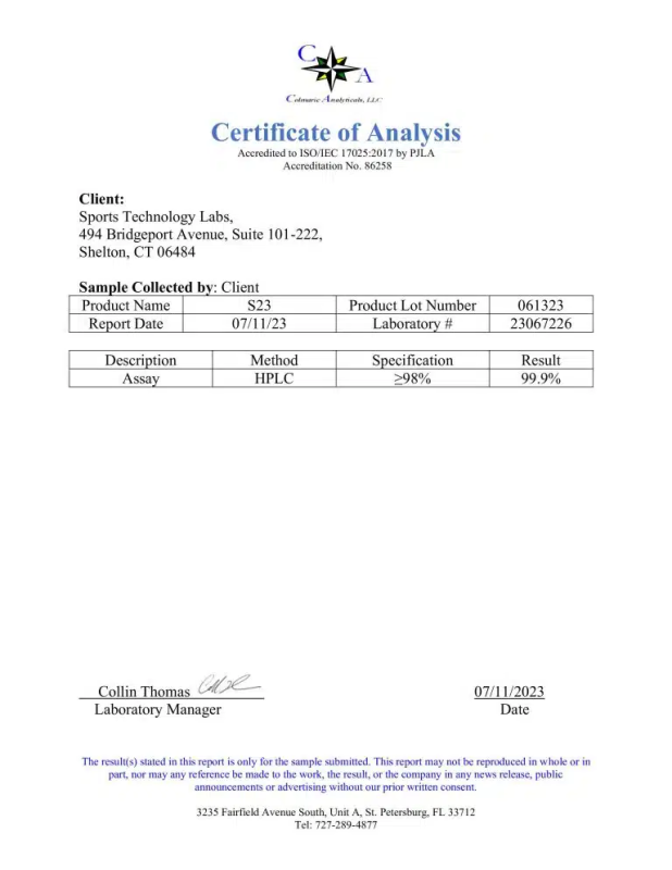SPORTS TECHNOLOGY LAB.LIQUID S23 – 20MG/ML