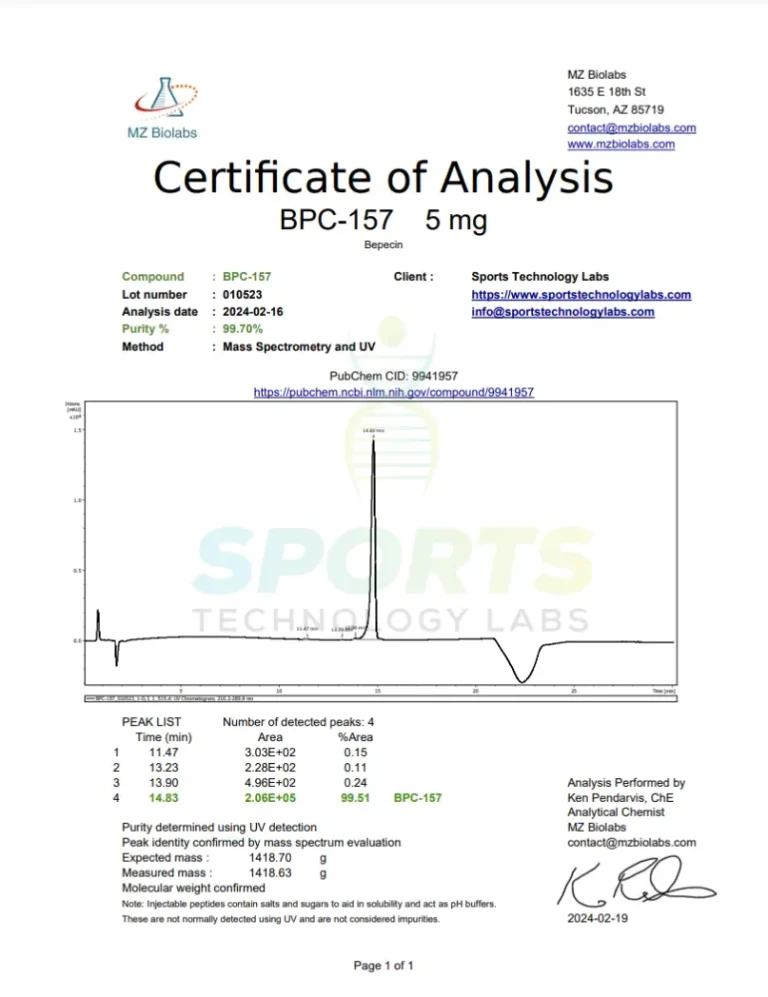 SPORT TECHNOLOGY LAB.BPC 157 5MG