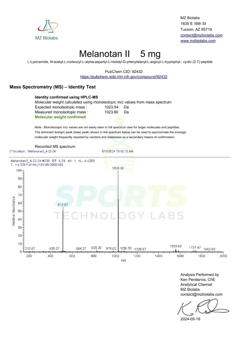 SPORTS TECHNOLOGY LAB.MELANOTAN 2 10MG