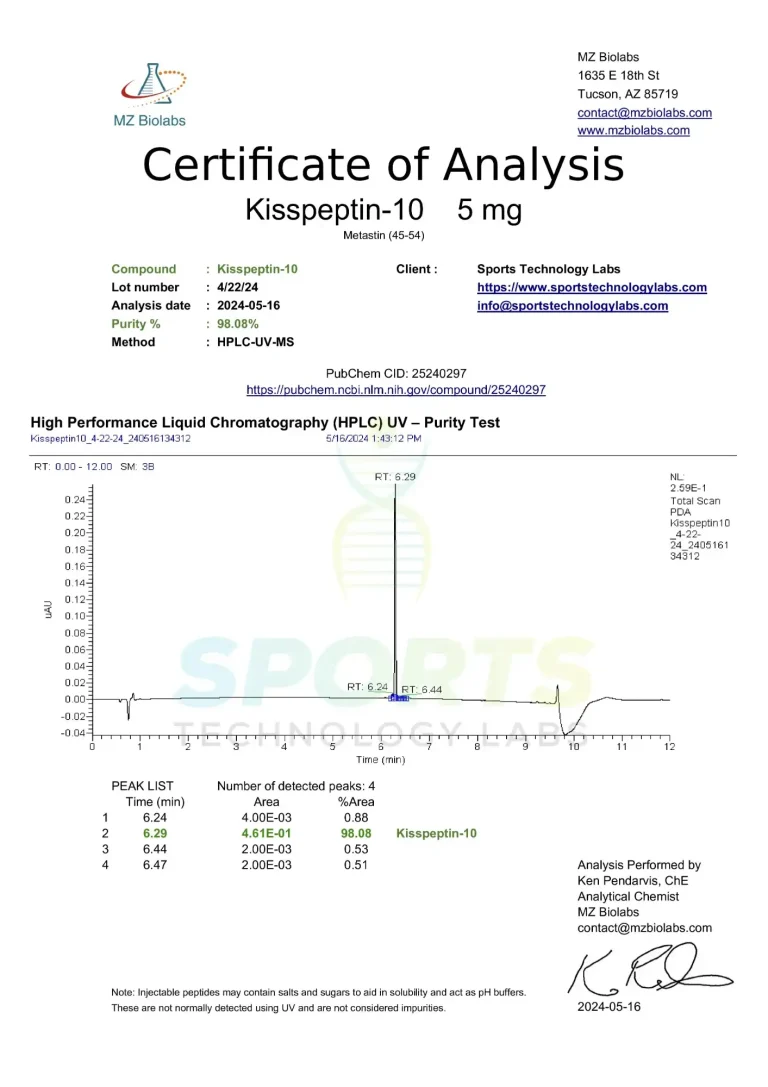 SPORTS TECHNOLOGY LAB.KISSPEPTIN 10 (5MG)