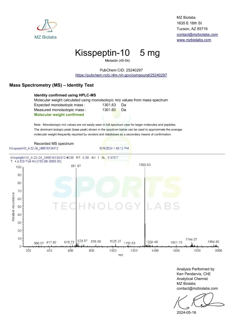 SPORTS TECHNOLOGY LAB.KISSPEPTIN 10 (5MG)