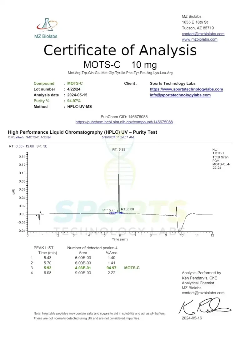 SPORTS TECHNOLOGY LAB.MOTS-C 5MG