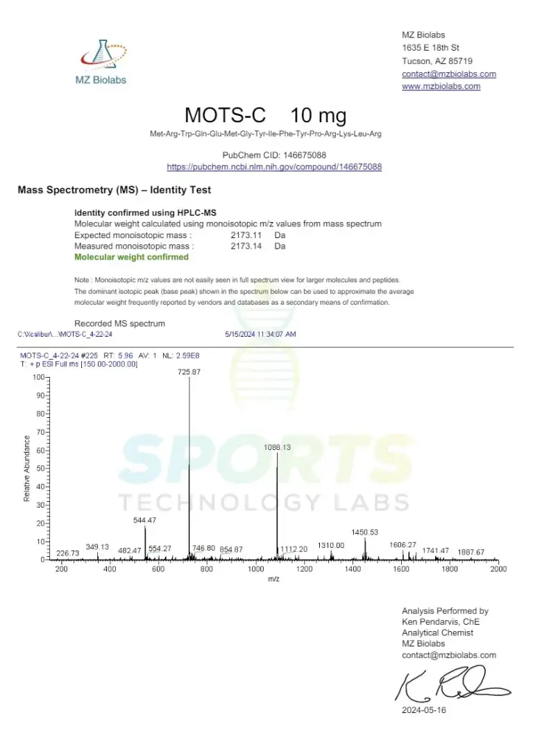 SPORTS TECHNOLOGY LAB.MOTS-C 5MG