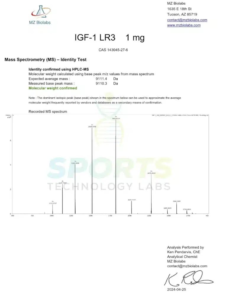 SPORTS TECHNOLOGY LAB.IGF-1 LR3 1MG