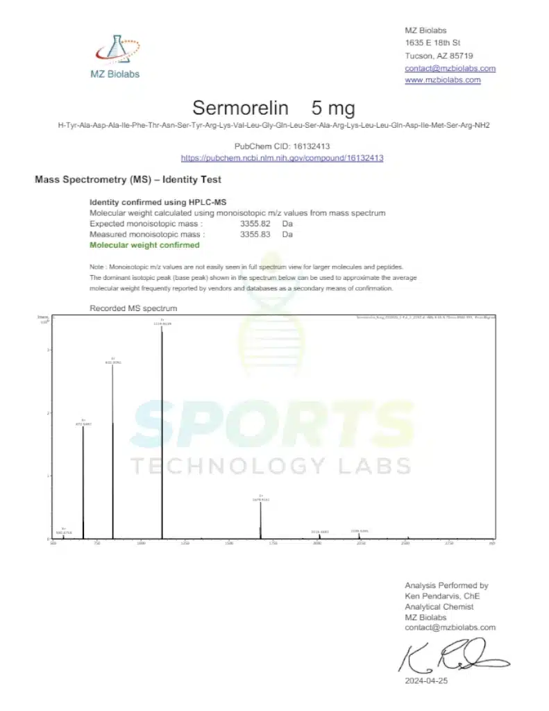 SPORTS TECHNOLOGY LAB SERMORELIN PEPTIDE (5MG)