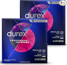 DUREX PERFORMAX INTENSE NATURAL RUBBER LATEX ULTRA FINE RIBBED CONDOMS, REGULAR FIT, 48