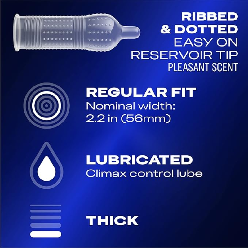 DUREX PERFORMAX INTENSE NATURAL RUBBER LATEX ULTRA FINE RIBBED CONDOMS, REGULAR FIT, 48