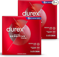 DUREX EXTRA SENSITIVE & EXTRA LUBRICATED CONDOMS, ULTRA FINE, NATURAL LATEX CONDOMS,