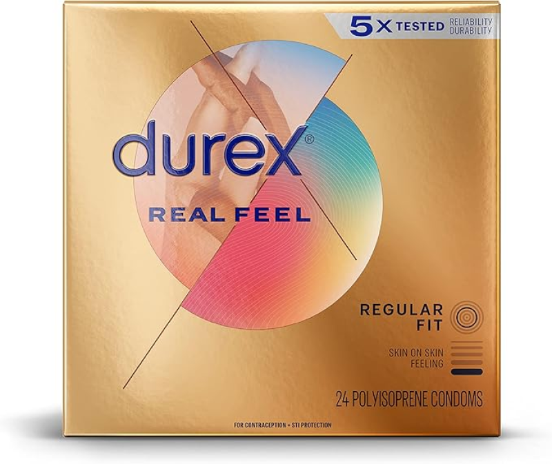 DUREX AVANTI BARE REAL FEEL LUBRICATED CONDOMS, 24 COUNT, NON LATEX CONDOMS FOR MEN WITH NATURAL SKIN ON SKIN FEELING
