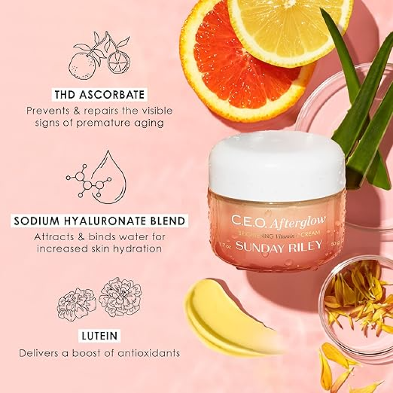 SUNDAY RILEY C.E.O. AFTERGLOW BRIGHTENING VITAMIN C CREAM FACE MOISTURIZER