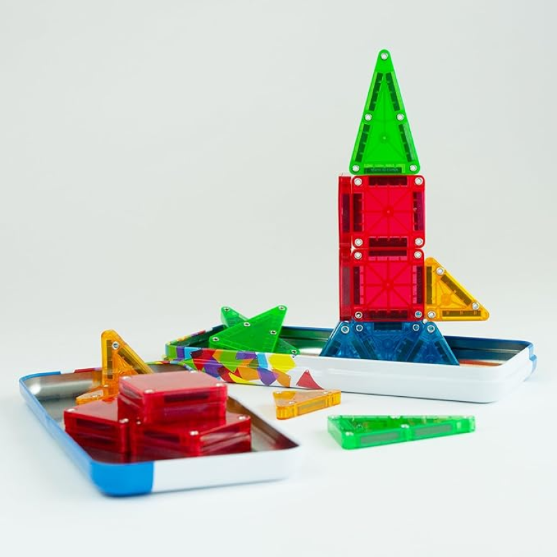 MAGNA-TILES MICROMAGS 26-PIECE TRAVEL MAGNETIC CONSTRUCTION SET – BOLD COLORS, THE ORIGINAL MAGNETIC BUILDING BRAND