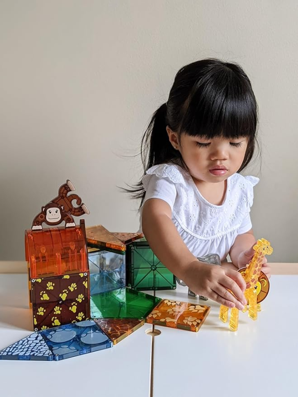 MAGNA-TILES SAFARI ANIMALS 25-PIECE MAGNETIC CONSTRUCTION SET, THE ORIGINAL MAGNETIC BUILDING BRAND