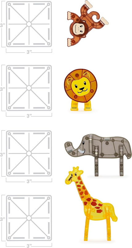 MAGNA-TILES SAFARI ANIMALS 25-PIECE MAGNETIC CONSTRUCTION SET, THE ORIGINAL MAGNETIC BUILDING BRAND