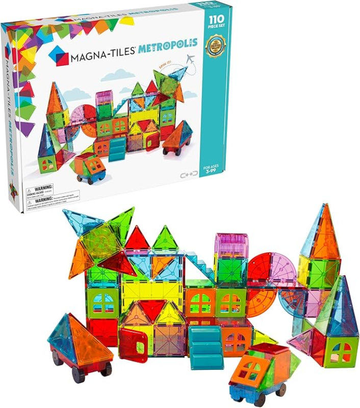 MAGNA-TILES METROPOLIS 110-PIECE MAGNETIC CONSTRUCTION SET, THE ORIGINAL MAGNETIC BUILDING BRAND