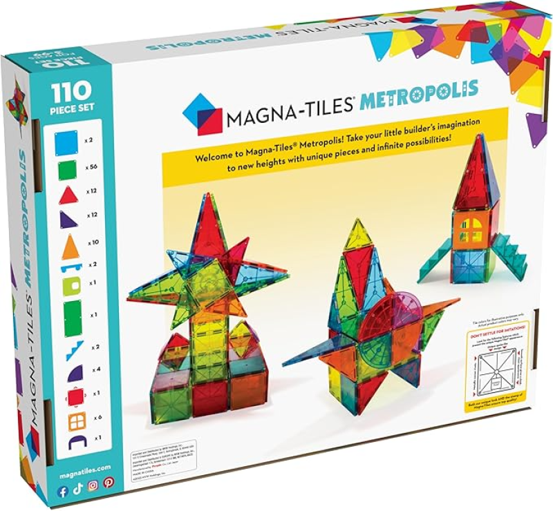 MAGNA-TILES METROPOLIS 110-PIECE MAGNETIC CONSTRUCTION SET, THE ORIGINAL MAGNETIC BUILDING BRAND