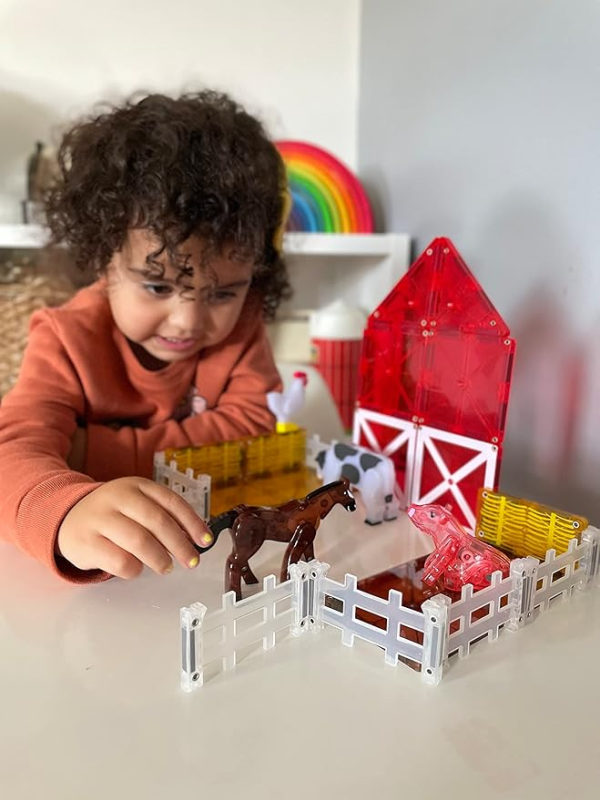 MAGNA-TILES FARM ANIMALS 25-PIECE MAGNETIC CONSTRUCTION SET, THE ORIGINAL MAGNETIC BUILDING BRAND