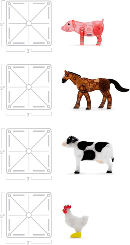 MAGNA-TILES FARM ANIMALS 25-PIECE MAGNETIC CONSTRUCTION SET, THE ORIGINAL MAGNETIC BUILDING BRAND