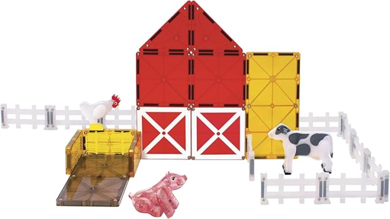 MAGNA-TILES FARM ANIMALS 25-PIECE MAGNETIC CONSTRUCTION SET, THE ORIGINAL MAGNETIC BUILDING BRAND