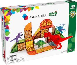 MAGNA-TILES DINO WORLD 40-PIECE MAGNETIC CONSTRUCTION SET, THE ORIGINAL MAGNETIC BUILDING BRAND