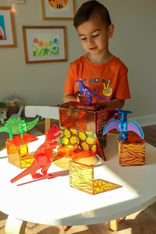 MAGNA-TILES DINO WORLD 40-PIECE MAGNETIC CONSTRUCTION SET, THE ORIGINAL MAGNETIC BUILDING BRAND