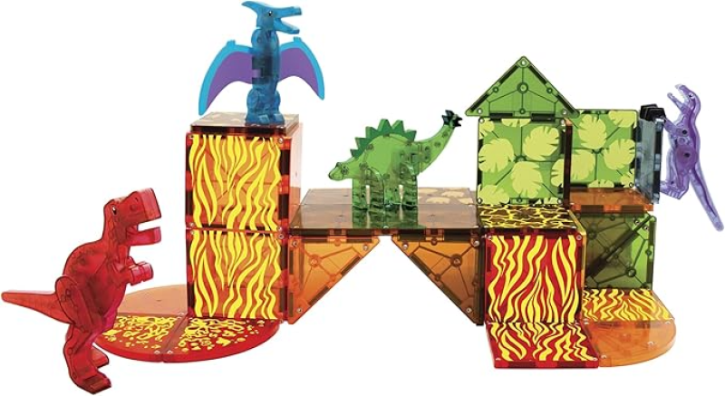 MAGNA-TILES DINO WORLD 40-PIECE MAGNETIC CONSTRUCTION SET, THE ORIGINAL MAGNETIC BUILDING BRAND