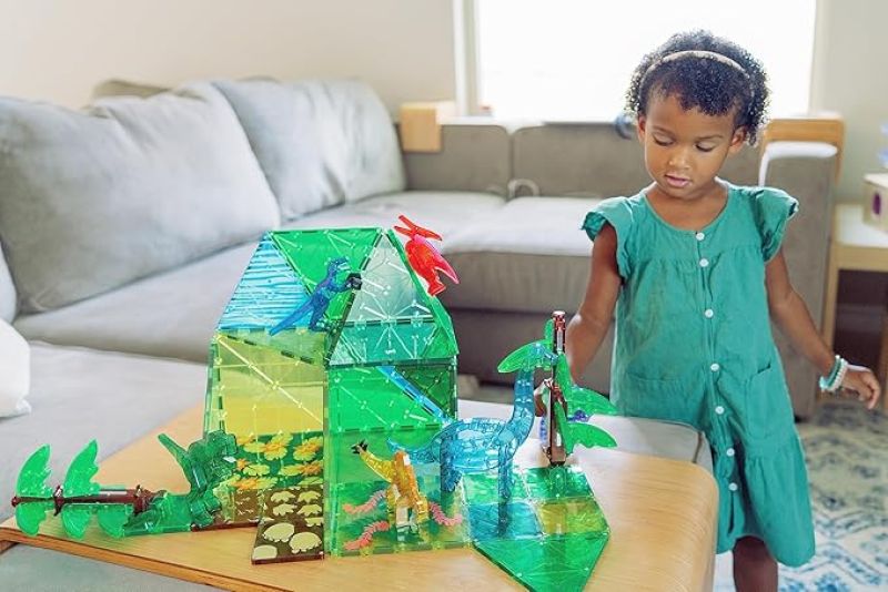 MAGNA-TILES DINO WORLD XL 50-PIECE MAGNETIC CONSTRUCTION SET, THE ORIGINAL MAGNETIC BUILDING BRAND