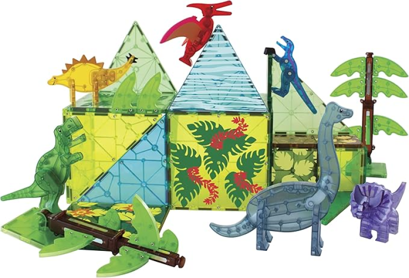 MAGNA-TILES DINO WORLD XL 50-PIECE MAGNETIC CONSTRUCTION SET, THE ORIGINAL MAGNETIC BUILDING BRAND
