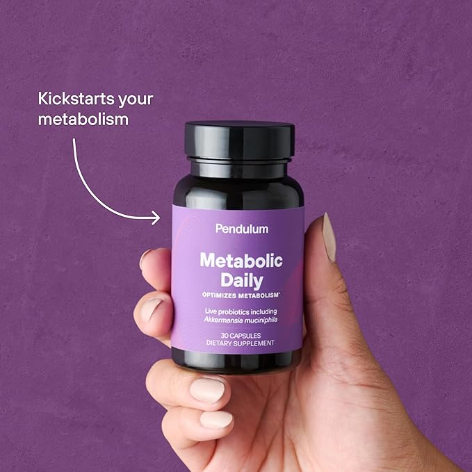 PENDULUM METABOLIC DAILY - MULTI-STRAIN PROBIOTIC WITH AKKERMANSIA MUCINIPHILA TO SUPPORT METABOLISM AND SUSTAIN ENERGY LEVELS - FOR WOMEN AND MEN - 30 CAPSULES (1 PACK)